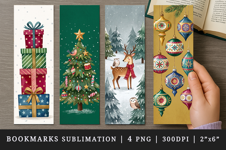 Christmas bookmarks printable sublimation bookmark design