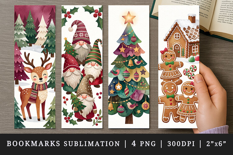Christmas bookmarks printable sublimation bookmark design example image 1
