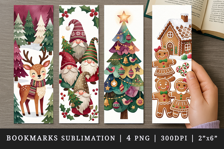 Christmas bookmarks printable sublimation bookmark design