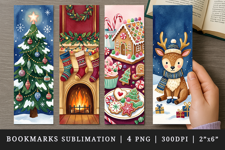 Christmas bookmarks printable sublimation bookmark design