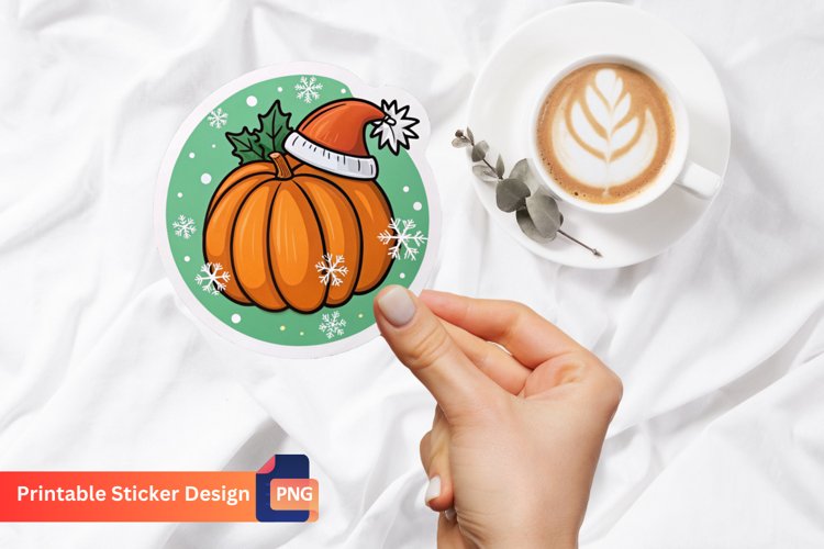 Christmas Pumpkin Sticker, Autumn Pumpkin Art, Fall Themed
