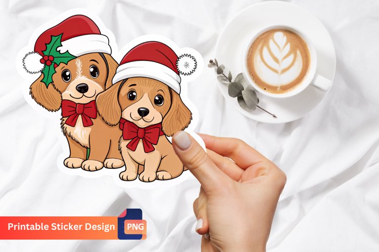 Christmas Puppies Sticker, Merry Christmas puppy Sticker