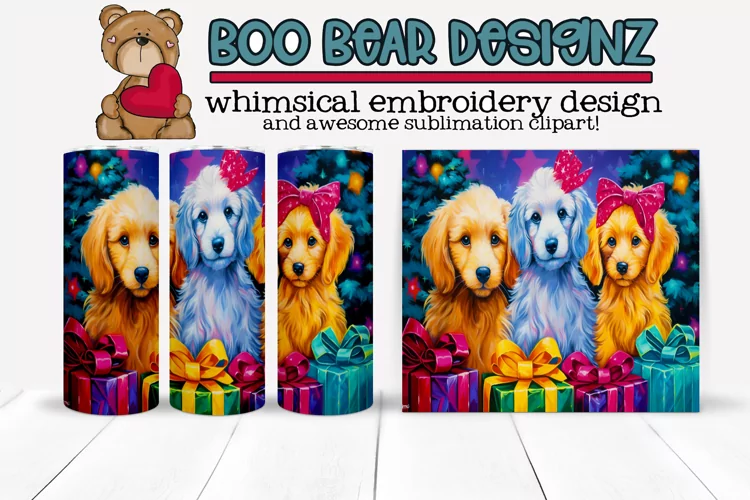 Christmas Puppies Sublimation tumbler design