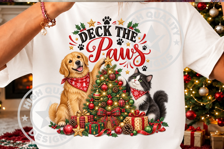 Christmas Puppy & Black Cat Sublimation