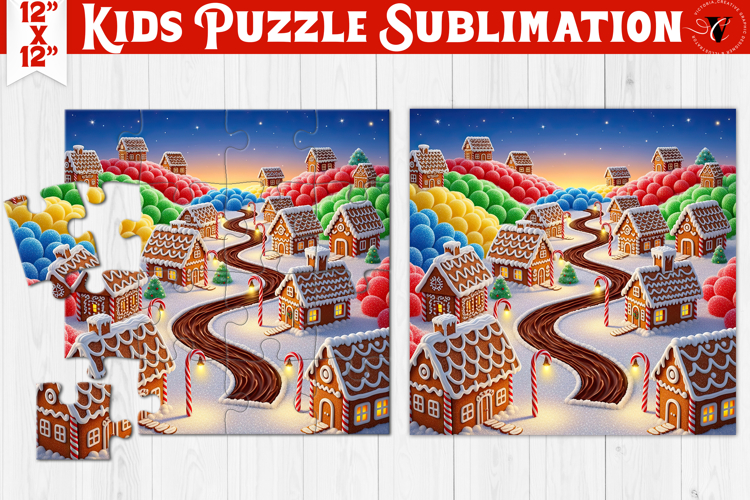 Kids puzzle | Christmas Scenes | gingerbread houses