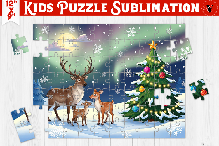 Kids puzzle | Christmas Scenes | Reindeers family