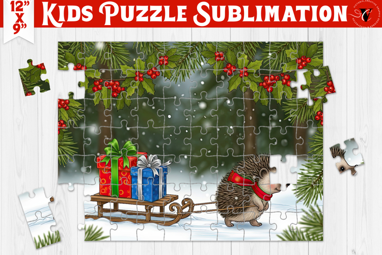 Kids puzzle | Christmas Scenes | Hedgehog with gifts