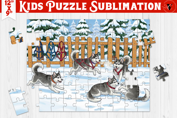 Kids puzzle | Christmas Scenes | Sled dogs