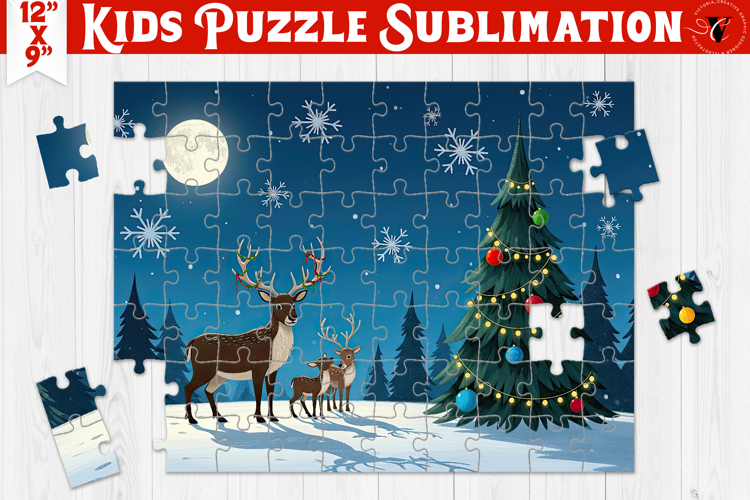 Kids puzzle | Christmas Scenes | Reindeers family
