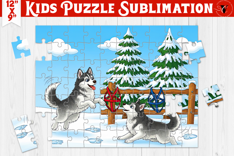 Kids puzzle | Christmas Scenes | Sled dogs