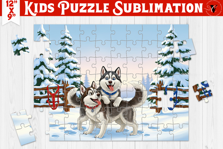 Kids puzzle | Christmas Scenes | Sled dogs