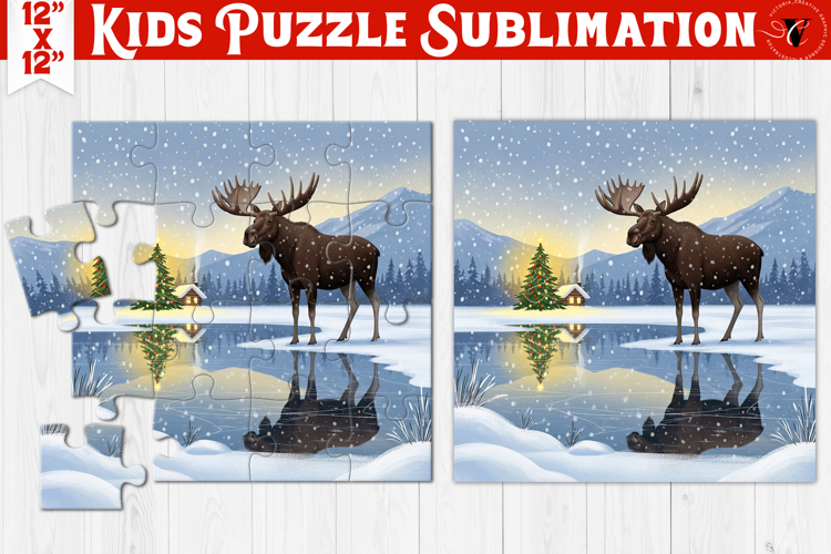 Kids puzzle | Christmas Scenes | Elk