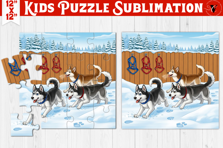 Kids puzzle | Christmas Scenes | Sled dogs