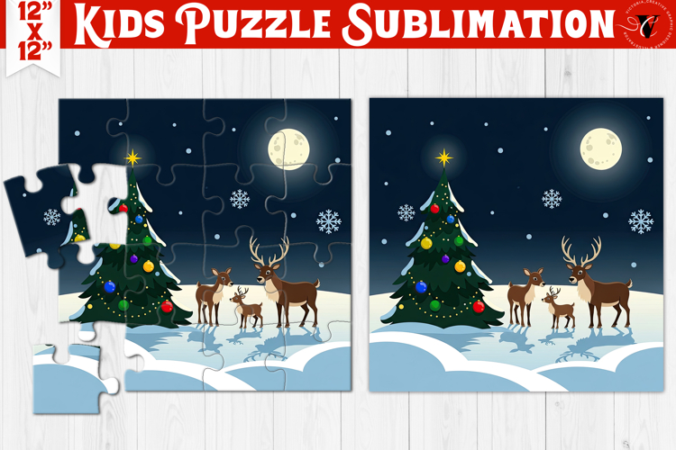 Kids puzzle | Christmas Scenes | Reindeers family