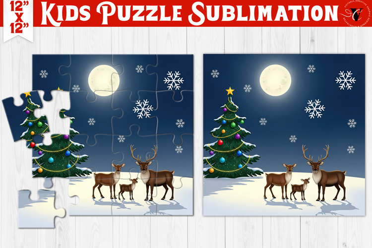 Kids puzzle | Christmas Scenes | Reindeers family