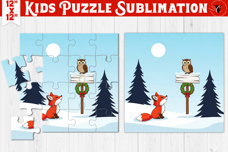 Kids puzzle | Christmas Scenes | Fox and Owl
