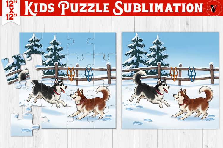 Kids puzzle | Christmas Scenes | Sled dogs