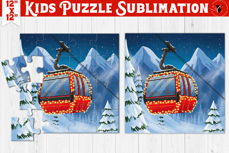 Kids puzzle | Christmas Scenes | Christmas funicular example image 1