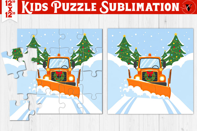 Kids puzzle | Christmas Scenes | Snow blower example image 1