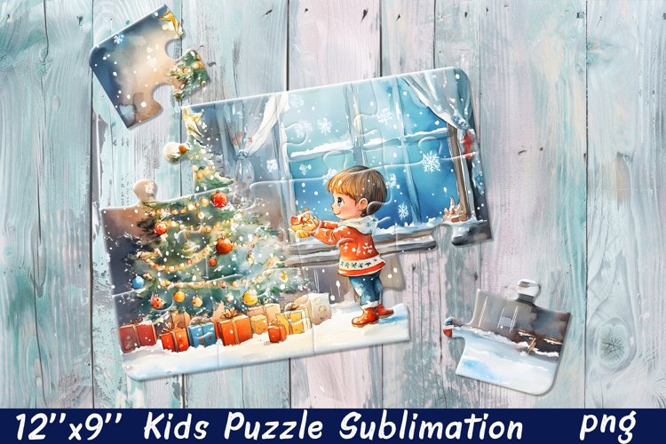 Cartoon girl winter Sublimation Design for Puzzle (4797894)