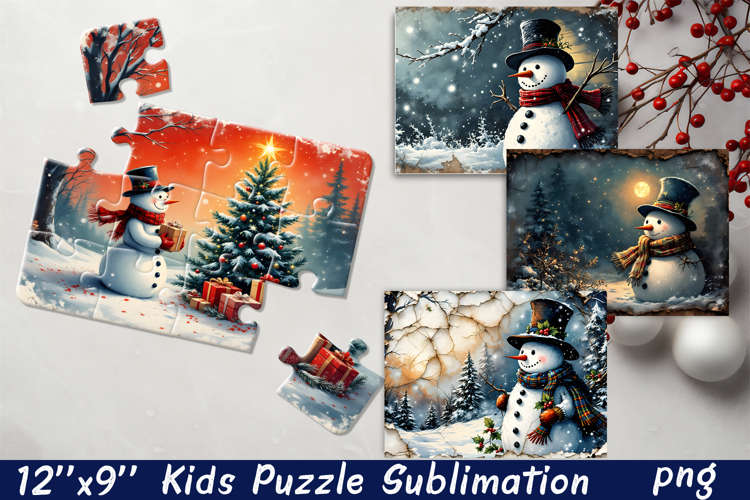 Christmas Puzzle PNG Kids Puzzle Sublimation Santa Puzzle