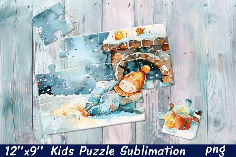 Cartoon girl winter| Sublimation Design for Puzzle