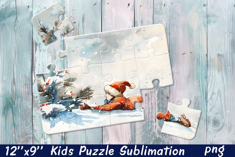 Cartoon girl winter Sublimation Design for Puzzle (4797899)