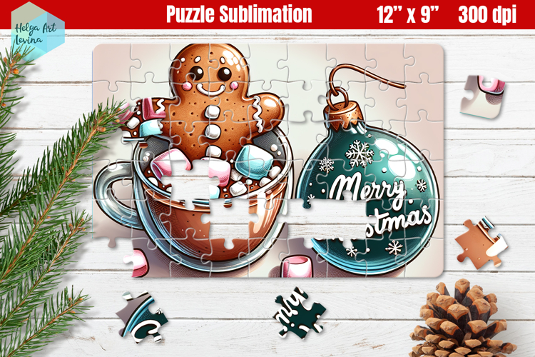 Gingerbread man Christmas Kids Puzzles Sublimation