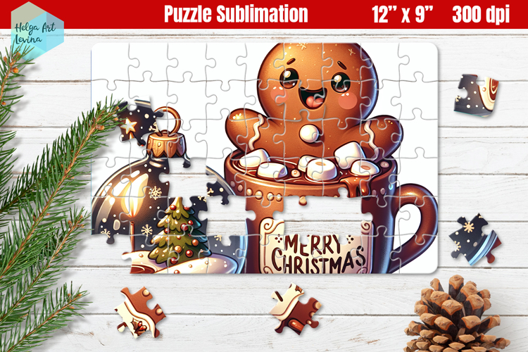 Gingerbread man Christmas Kids Puzzles Sublimation