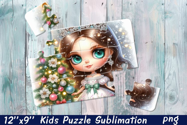 Cartoon girl winter Sublimation Design for Puzzle (4797905)