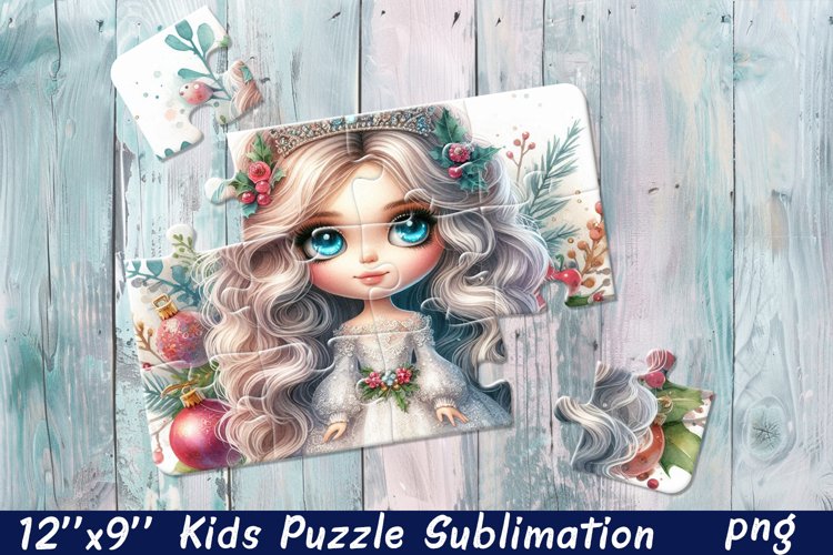Cartoon girl winter Sublimation Design for Puzzle (4797906)