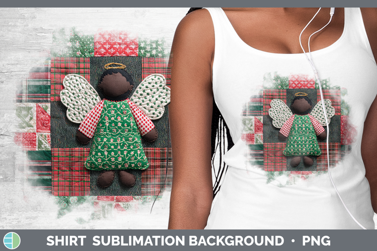 Angel Christmas Quilted Patchwork Shirt Sublimation Design