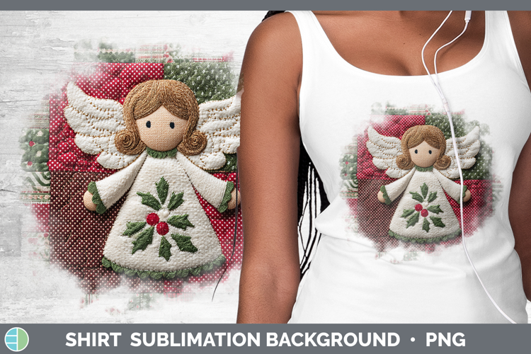 Angel Christmas Quilted Patchwork Shirt Sublimation Design