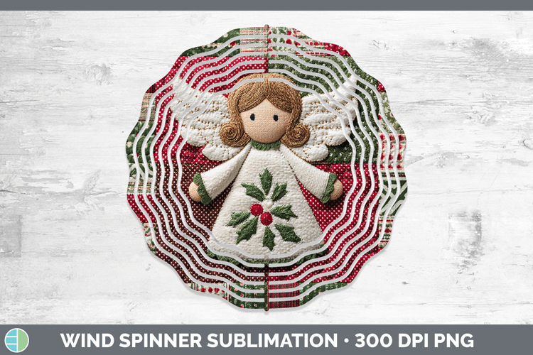 Angel Christmas Quilted Patchwork Wind Spinner Sublimation D