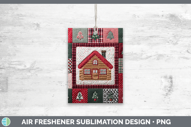 Cabin Christmas Quilted Patchwork Air Freshener Sublimation