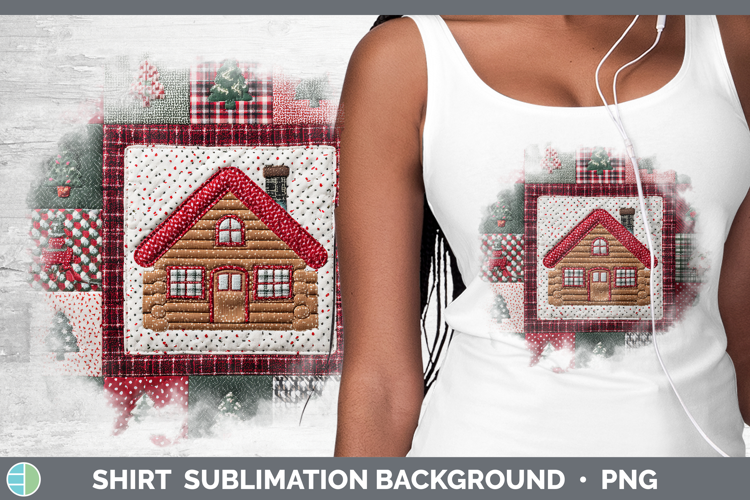 Cabin Christmas Quilted Patchwork Shirt Sublimation Design