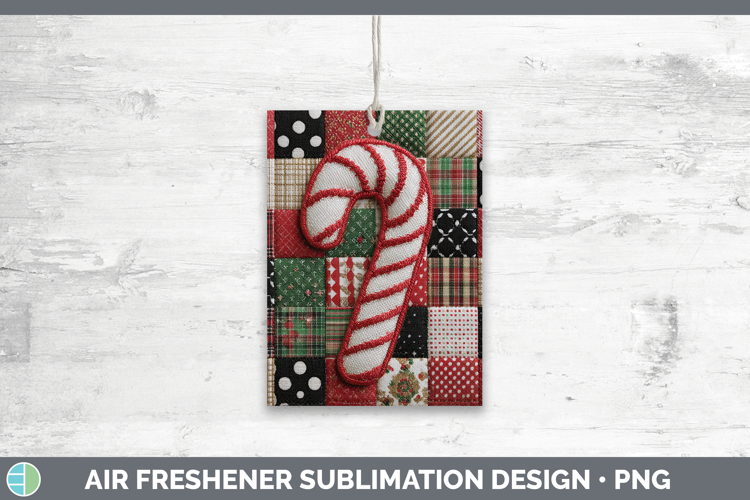 Candy Cane Christmas Quilted Patchwork Air Freshener Sublima