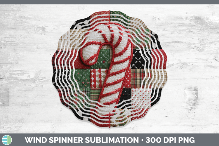 Candy Cane Christmas Quilted Patchwork Wind Spinner Sublimat