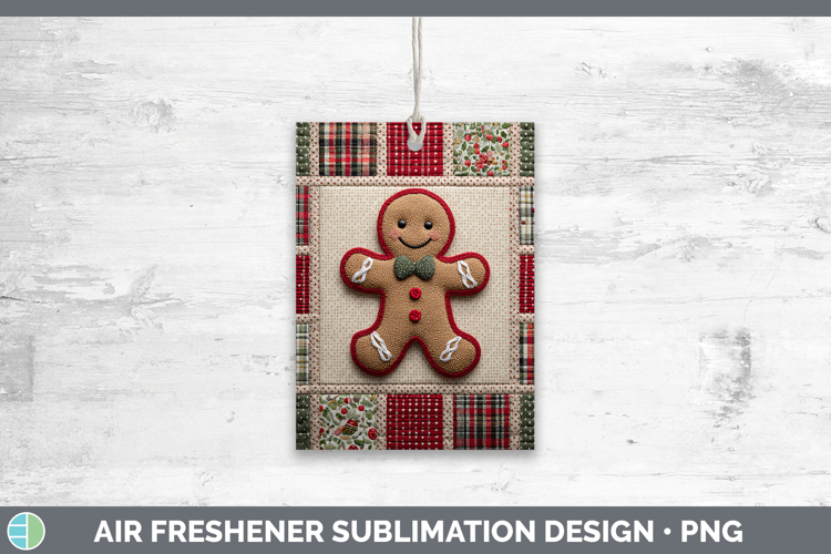 Gingerbread Man Christmas Quilted Patchwork Air Freshener Su