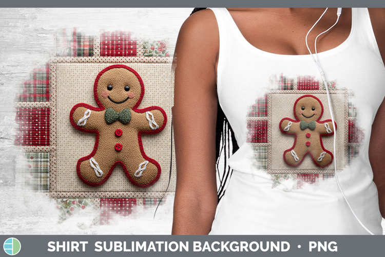 Gingerbread Man Christmas Quilted Patchwork Shirt Sublimatio