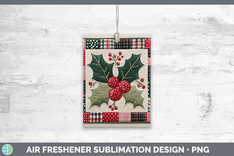 Holly Christmas Quilted Patchwork Air Freshener Sublimation