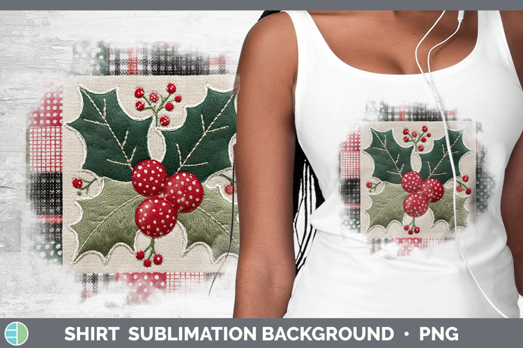 Holly Christmas Quilted Patchwork Shirt Sublimation Design