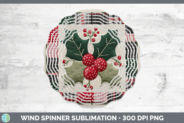 Holly Christmas Quilted Patchwork Wind Spinner Sublimation D