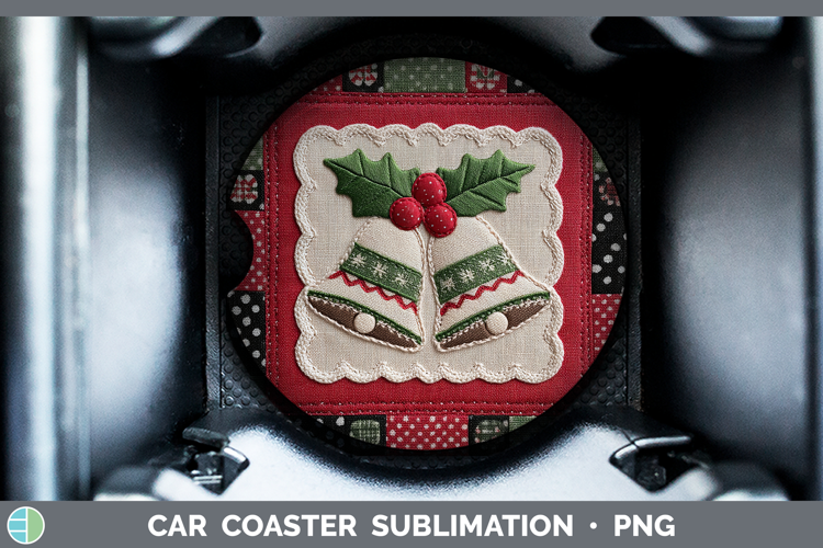 Jingle Bells Christmas Quilted Patchwork Car Coaster Sublima