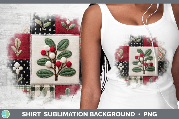 Mistletoe Christmas Quilted Patchwork Shirt Sublimation Desi