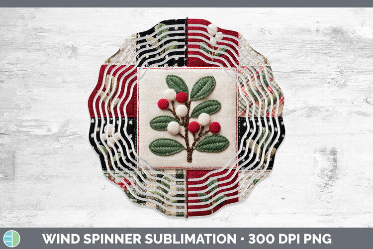 GorgeousChristmas Quilted Patchwork Wind Spinner design.