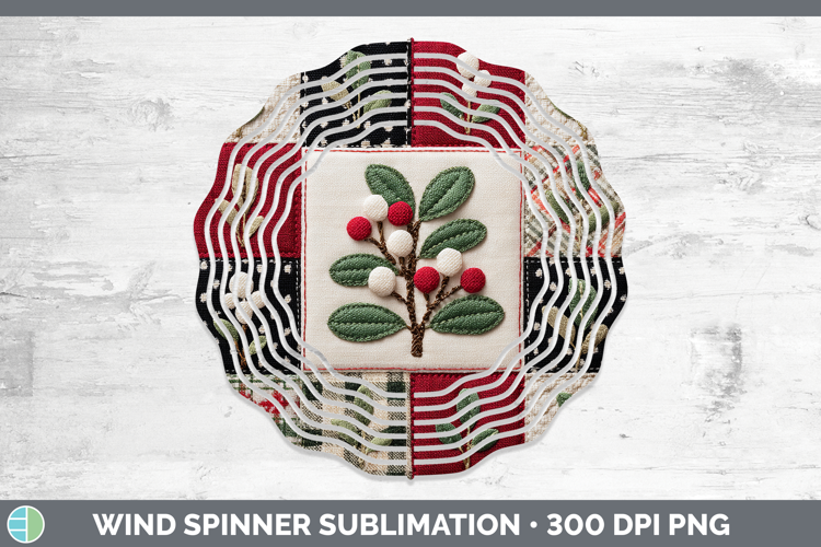 Mistletoe Christmas Quilted Patchwork Wind Spinner Sublimati