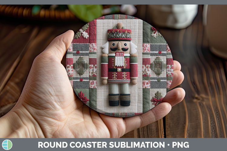 Nutcracker Christmas Quilted Patchwork Round Coaster Sublima