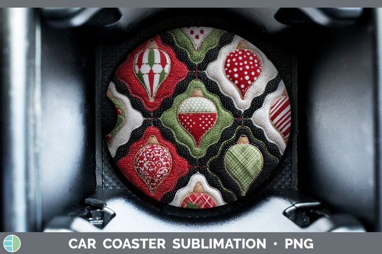 Ornaments Christmas Quilted Patchwork Car Coaster Sublimatio