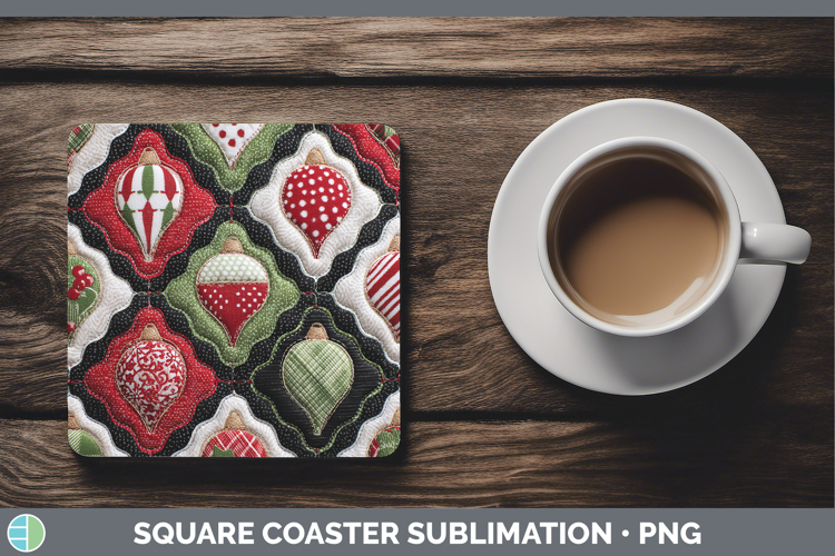 Ornaments Christmas Quilted Patchwork Square Coaster Sublima